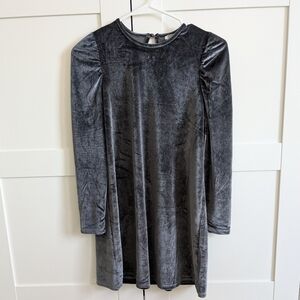 Ardene Girls Gray Puff Sleeve Velvet Sheath Dress 13-14